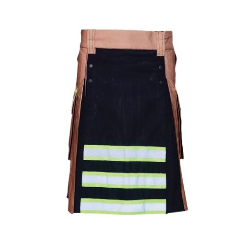 1-1-1.jpg Men's Brown and Black Firefighter Kilt - Image 1