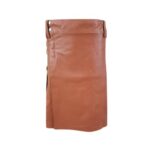 Luxurious Brown Leather Kilt with Smooth Front Design