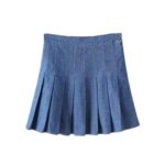 Women’s Blue Denim Pleated Mini Kilt