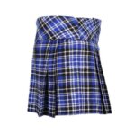 Women's Royal Blue and Black Tartan Mini Kilt with Dual Buckles - Image 3