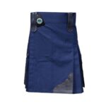 Men's Navy Blue Utility Kilt with Leather Details – Bold, Stylish, and Practical
