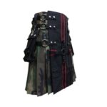 Camouflage and Black Kilt with Red Stripes, Cargo Pockets, and Studs - Image 2