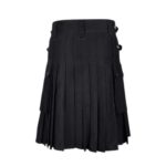 Utility Black Wool Traditional Velcro Kilt with Tartan Accents - Image 3