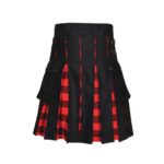 Men’s Black Hybrid Kilt with Rob Roy MacGregor Tartan Pleats - Image 3
