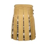 Khaki and Camouflage Tactical Kilt with Cargo Pocket and Silver Buckles - Image 4
