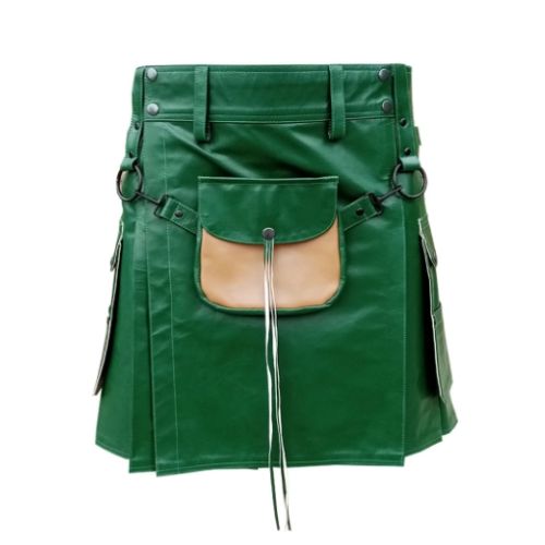 11.jpg Green Leather Modern Kilt - Image 1