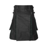 Men’s Black Hybrid Utility Kilt with Black Watch Tartan Pleats
