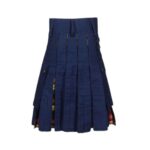 Men’s Navy Blue Hybrid Utility Kilt with Buchanan Tartan Pleats - Image 2