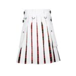 Men’s White Hybrid Utility Kilt with Wallace Tartan Accents - Image 2