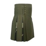 Olive Green and Camouflage Tactical Kilt with Cargo Pockets and Studs - Image 3