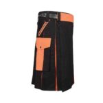 Men’s Black and Orange Utility Kilt with Cargo Pockets and Modern Design - Image 2