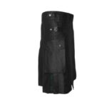 Men’s Black Hybrid Utility Kilt with Black Watch Tartan Pleats - Image 2