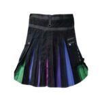 Women’s Black Gothic Hybrid Kilt with Rainbow Pleats and Chain Accents - Image 3