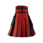 Men’s Red and Black Hybrid Kilt with Grey Front Apron and Cargo Pockets - Image 2