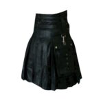 Men's Black Gothic Leather Kilt with Chains and Utility Pockets - Image 2