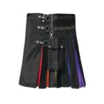 Women’s Black Gothic Hybrid Kilt with Rainbow Pleats and Chain Accents - Image 2