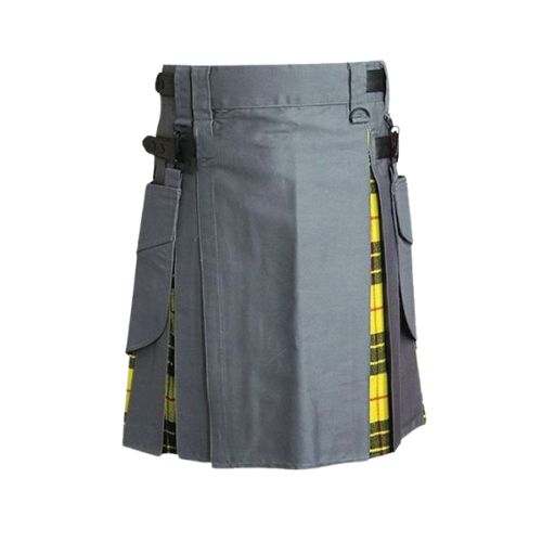 15-4-1.jpg Men’s Grey Hybrid Utility Kilt with MacLeod of Lewis Tartan Accents - Image 1