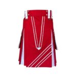 Men’s Red and White Modern Hybrid Kilt with Stylish Detailing