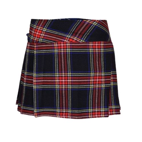 16-11.jpg Women’s Black Stewart Tartan Mini Kilt with Buckle Straps - Image 1