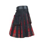Men’s Black Hybrid Utility Kilt with Royal Stewart Tartan Pleats - Image 3