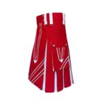 Men’s Red and White Modern Hybrid Kilt with Stylish Detailing - Image 2