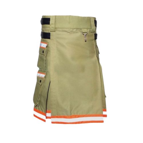 17-1.jpg Men's Khaki Bunker Gear Firefighter Kilt - Image 1