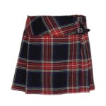 Women’s Black Stewart Tartan Mini Kilt with Buckle Straps - Image 2