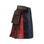 Men’s Black Hybrid Utility Kilt with Royal Stewart Tartan Pleats - Image 2