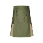Olive Green and Khaki Tactical Kilt with Cargo Pockets