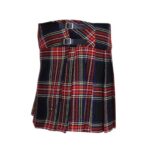 Women’s Black Stewart Tartan Mini Kilt with Buckle Straps - Image 3