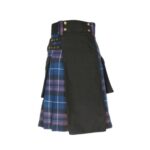 Men’s Black Hybrid Utility Kilt with Pride of Scotland Tartan Pleats