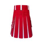 Men’s Red and White Modern Hybrid Kilt with Stylish Detailing - Image 3