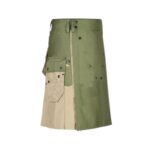 Olive Green and Khaki Tactical Kilt with Cargo Pockets - Image 2