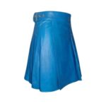 Vibrant Blue Leather Kilt with Pleated Design and Wide Waistband - Image 2