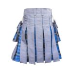 Men’s Grey Utility Kilt with Blue Tartan Lining – Functional & Stylish - Image 2