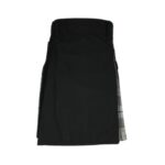 Classic Black Wool Kilt with Grey Tartan Detail