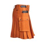 Orange Cotton Utility Kilt with Cargo Pockets - Image 2