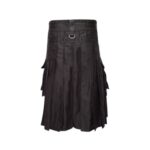 Men’s Modern Black Hybrid Kilt with Tartan Apron and Utility Pockets - Image 2