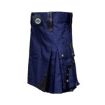 Men's Navy Blue Utility Kilt with Leather Details – Bold, Stylish, and Practical - Image 2