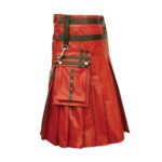 Black and Red Leather Kilt with Chains and Gothic Accents - Image 2