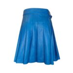 Vibrant Blue Leather Kilt with Pleated Design and Wide Waistband - Image 3