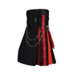 Men’s Black Rainbow Hybrid Kilt with Red Utility Pockets - Image 2