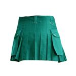 Women’s Green Utility Kilt with Decorative Hardware and Pleated Design - Image 2