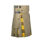 Men’s Khaki Hybrid Utility Kilt with MacLeod of Lewis Tartan Pleats - Image 2