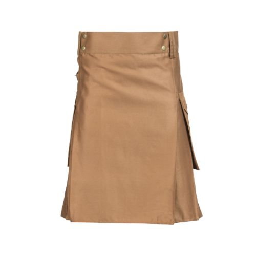 21-6.jpg Modern Brown Utility Kilt with Cargo Pockets - Image 1