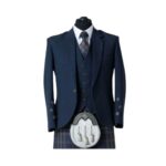 Men's Blue Tweed Scottish Kilt Jacket with Waistcoat