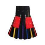Men’s Black Rainbow Hybrid Kilt with Red Utility Pockets - Image 3