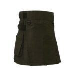 Women’s Olive Green Mini Utility Kilt with Leather Straps and Functional Pockets