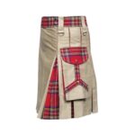 Men’s Khaki Hybrid Utility Kilt with Royal Stewart Tartan Accents - Image 2