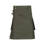 Olive Green Utility Kilt with Cargo Pockets